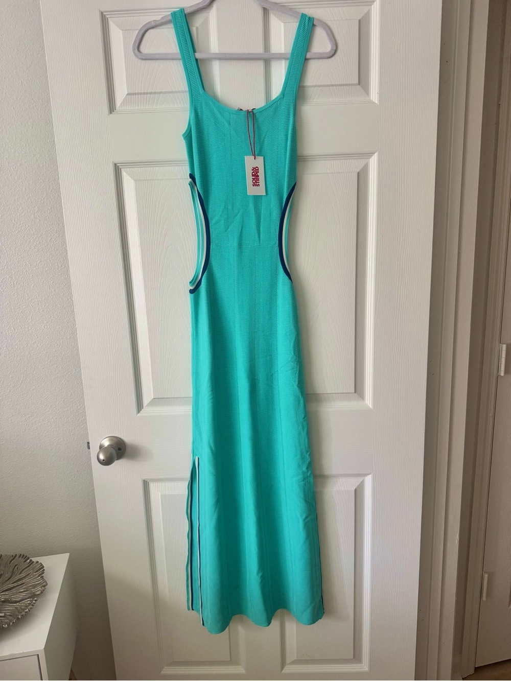 NWT Solid & Striped Lola Rib Knit Maxi Dress Greek Blue Cutout Size Small - Picture 4 of 5